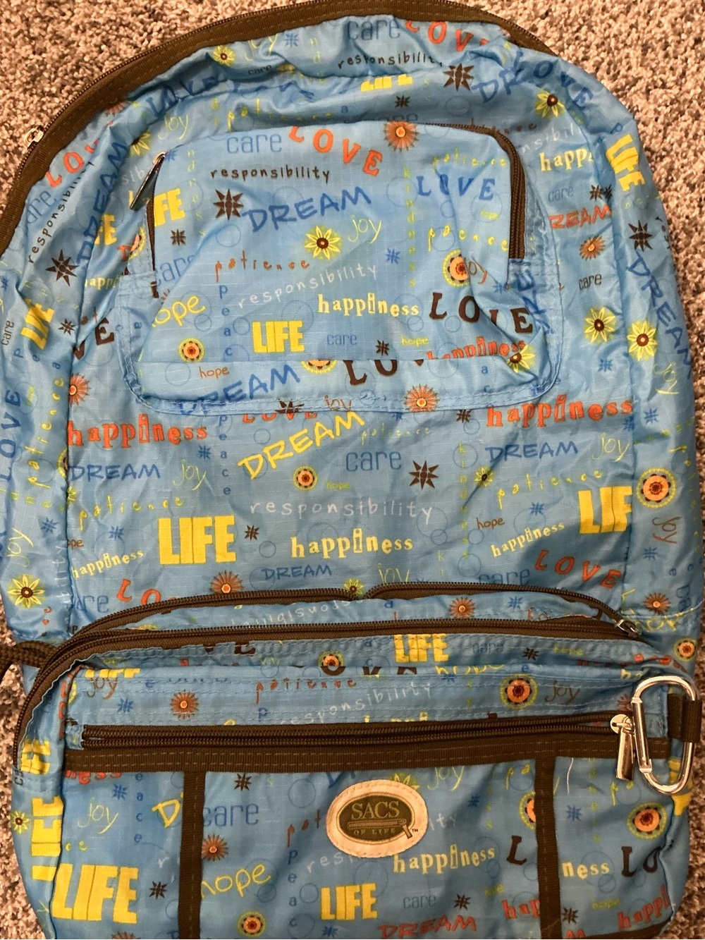 SACS Blue 'LIFE' Print Backpack